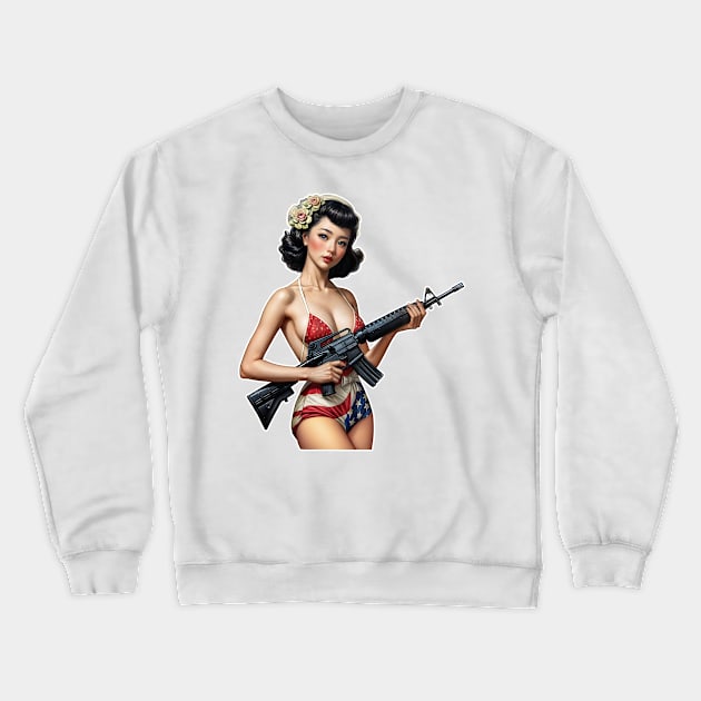 Pinup Girl Crewneck Sweatshirt by Rawlifegraphic